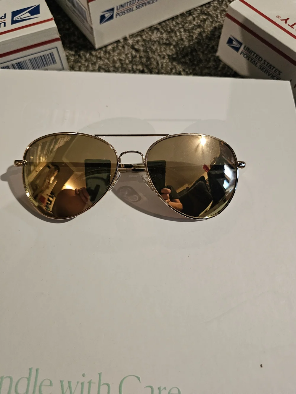 Gold Aviator Sunglasses 1- Women Accessories
